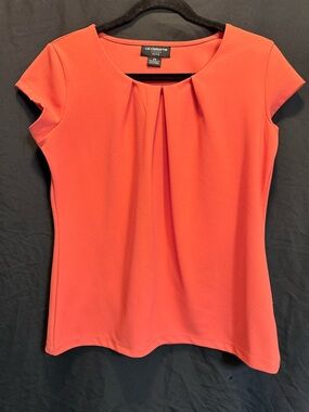 Liz Claiborne Coral Cap-Sleeve Pleated Front Blouse